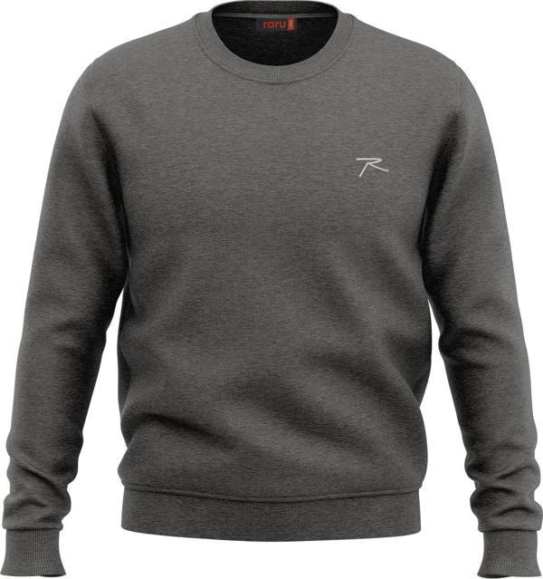 Raru Pamuklu Bisiklet Yaka Unisex Basic Sweatshirt AUDAX ANTRASİT MELANJ - Image 1
