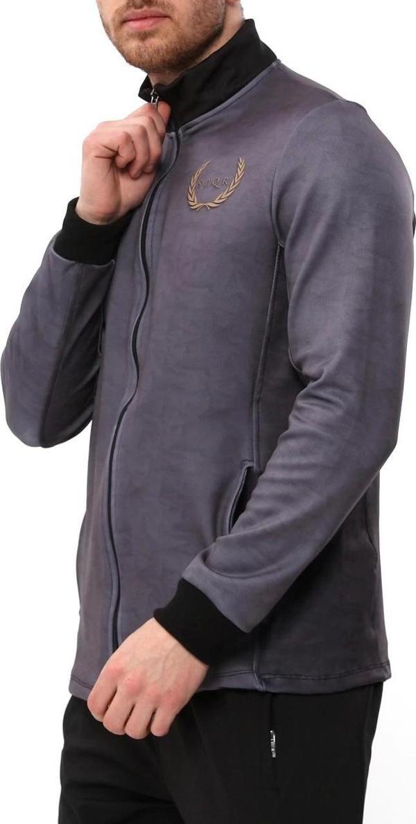 SPQR Baskılı Fermuarlı Sweatshirt MEDUSA GRİ - Image 1