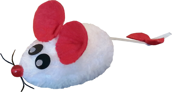 Markapet Kedi Oyuncağı Bıyıklı Peluş Fare 4,5 x 6-15 cm Beyaz - Image 1