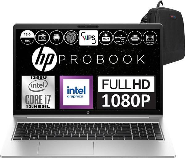 Hp Probook 450 G10 Intel Core I7 1355U 32GB 4tb SSD Intel® Iris® Xᵉ Freedos 15.6" Fhd Taşınabilir Bilgisayar 9G1G3ETF05 + Weblegelsin Çanta - Image 1