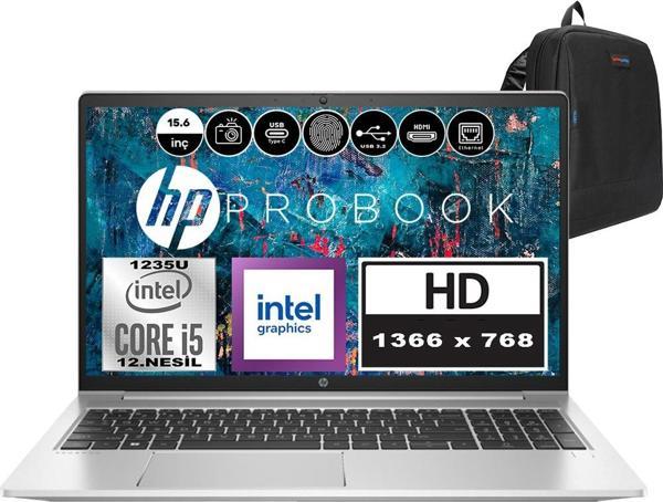 Hp Probook 450 G9 Intel Core I5 1235U 64GB 256GB SSD Windows 11 Pro 15.6" HD(1366 x 768) 250 Nit Taşınabilir Bilgisayar 969L8ETP16 + Zetta Çanta - Image 1