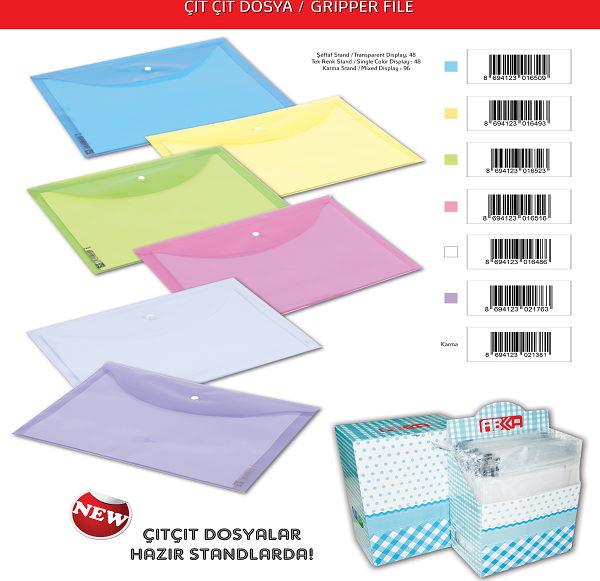 Abka Çıtçıtlı Dosya Şeffaf (1 Paket 12 Adet) - Image 1