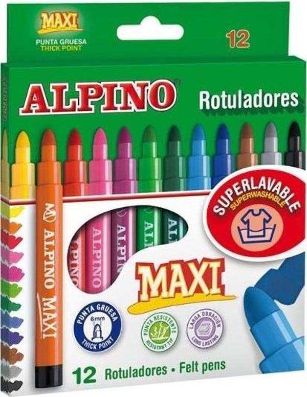 Alpino Keçeli Boya Kalemi Maxi 12 Renk Keçeli Boya Kalemi - Image 1