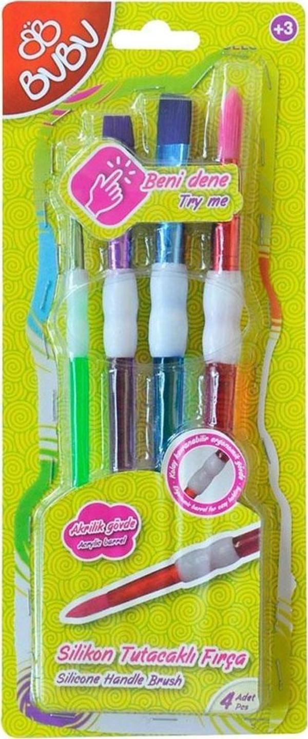 Bu-Bu Silikon Fırça Tutacaklı 4 Lü Fırça Seti - Image 1