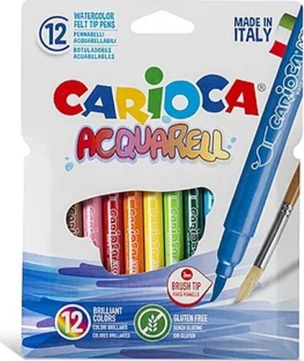 Carioca Keçeli Boya Kalemi Acquarell Fırça Uçlu 12'li - Image 1