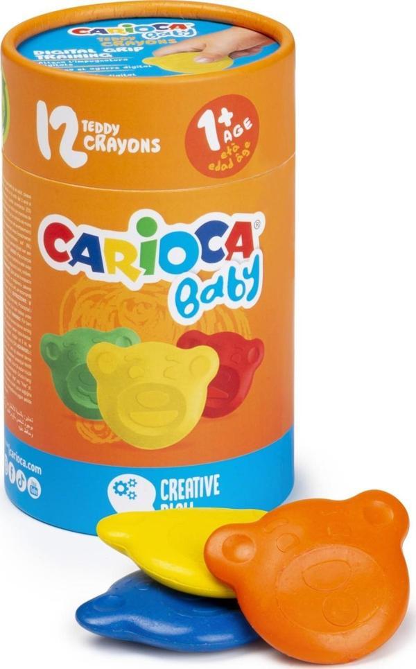 Carioca Teddy Şekilli Kirletmeyen Mum Boyalar 12 Li - Image 1