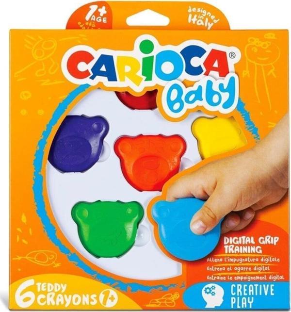 Carioca Teddy Şekilli Kirletmeyen Mum Boyalar 6'lı - Image 1