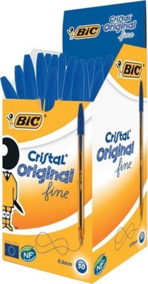 Bic Cristal Fine Tükenmez Kalem Mavi 0.8 MM 50'Li Kutu - Image 1