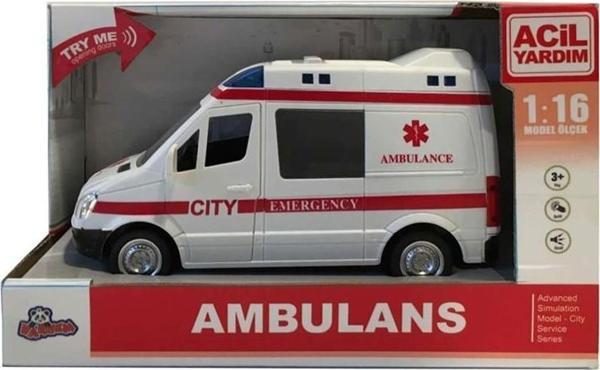 Ctoy Işıklı Ve Sesli Sürtmeli Polis Ve Ambulans Minibüs 1:16 (Karışık Model 1 Adet) - Image 1