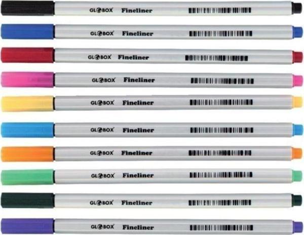 Globox Fineliner İnce Keçe Uçlu Kalem 0.4 mm 10 Renk Pvc Kutu - Image 1