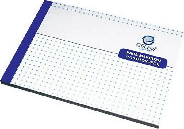 Gülpaş Para Makbuzu 12x16 CM 1-50 Para Makbuzu 2 Nüsha Otokopili (12 Li Paket) - Image 1