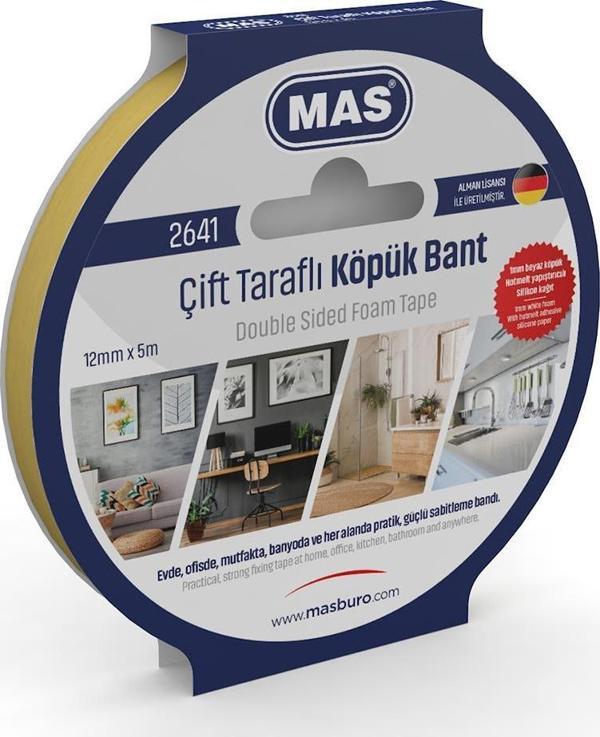 Mas Çift Taraflı Köpük Bant 12 MM x 5 Metre Çift Taraflı Köpük Bant - Image 1