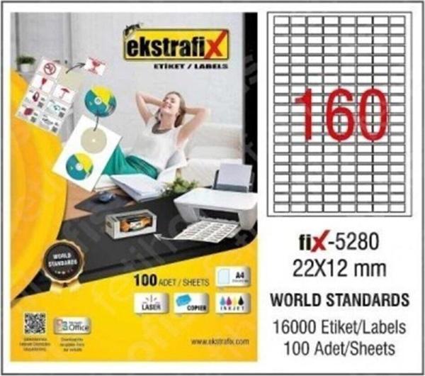 Ekstrafix Laser Etiket 100 Yaprak 22x12 mm Lazer Yazıcı Etiketi - Image 1