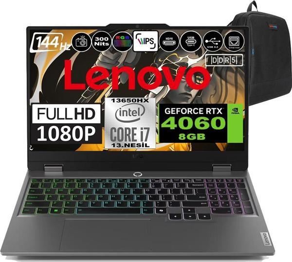 Lenovo Loq 15IRX9 Intel Core I7 13650HX Ddr5 96GB 1tb SSD RTX4060-8GB 300NITS 15.6" 144Hz Fhd Windows 11 Home Taşınabilir Bilgisayar 83DV00G3TRH14 + Zetta Çanta - Image 1