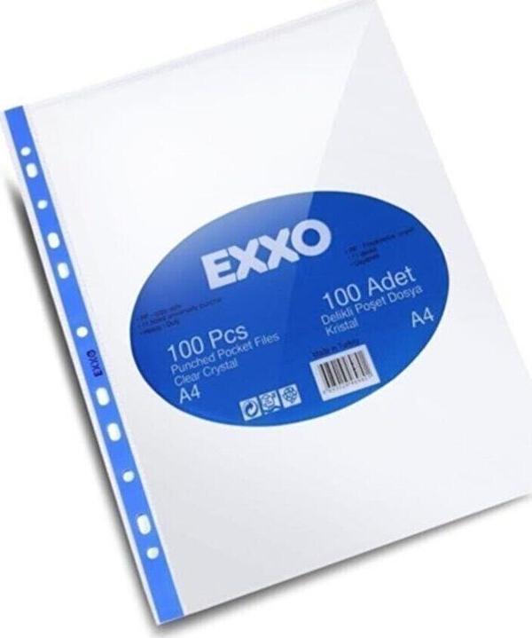 Exxo Kristal Delikli Poşet Dosya A4 100 Lü - Image 1