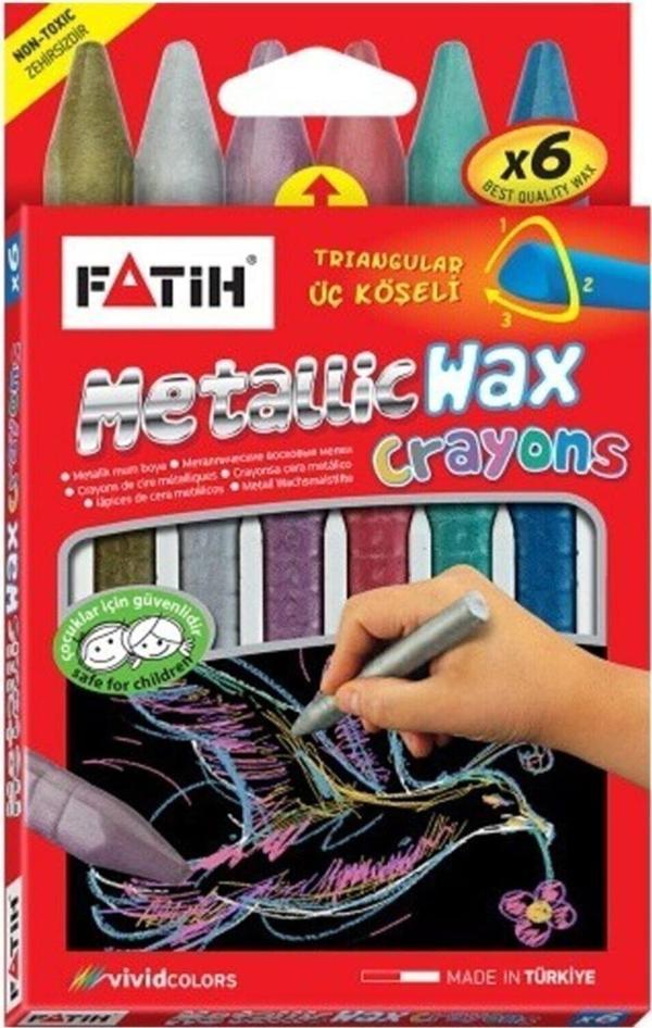 Fatih Mum Pastel Boya Wax Crayons Metalic Kısa 6 Renk Mum Pastel Boya - Image 1