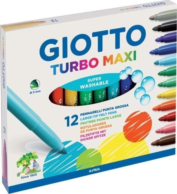 Giotto Keçeli Boya Kalemi Jumbo Turbo Maxi 12 Renk 454000 - Image 1