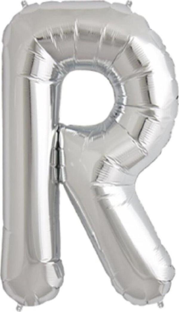 Nedi Folyo Balon 100 Cm Harf Şişirilmemiş Gümüş (R Harfi) - Image 1
