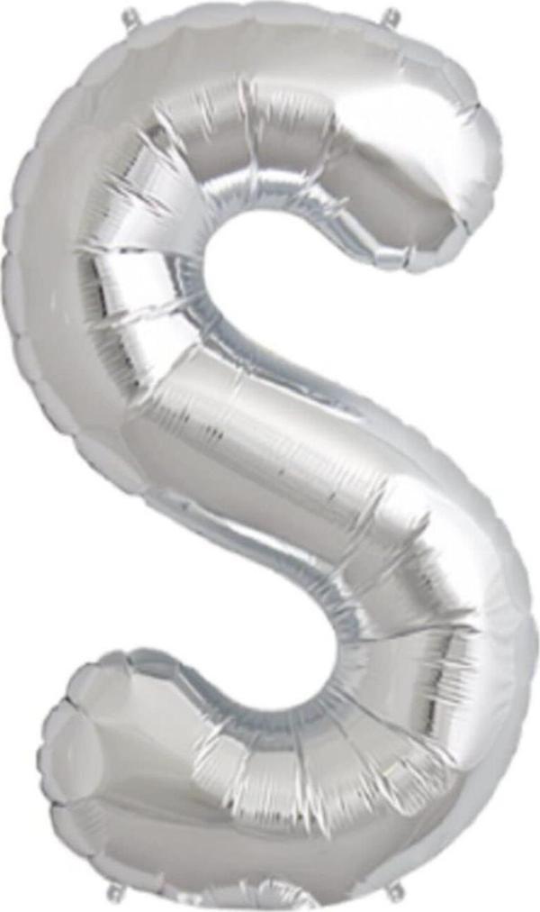 Nedi Folyo Balon 100 Cm Harf Şişirilmemiş Gümüş (S Harfi) - Image 1