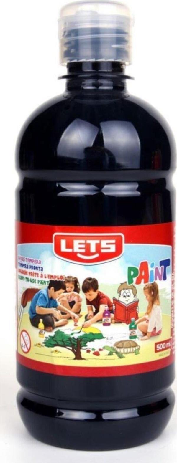 Lets Guaj Boya 500 ML Plastik Siyah Guaj Boya - Image 1