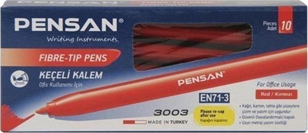 Pensan Keçeli Boya Kalemi Ofis Tipi Kırmızı Keçeli Kalem (10 Lu Paket) - Image 1