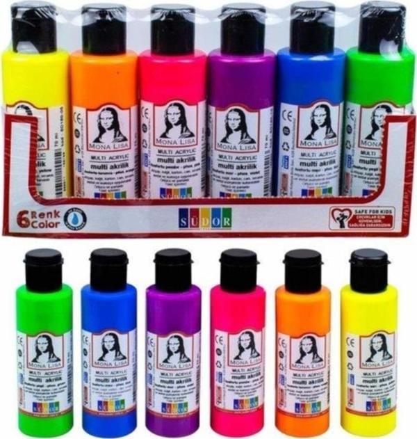 Südor Akrilik Boya Multi 70 Ml Fosforlu 6 Fosforlu Renk Akrilik Boya Seti - Image 1