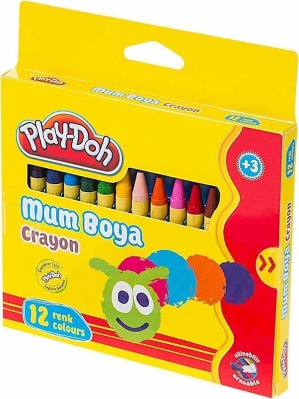 Play-Doh Mum Pastel Boya Crayon Yuvarlak 12 Renk Silinebilir - Image 1