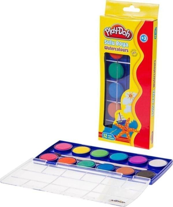 Play-Doh Sulu Boya 28 MM Büyük Boy 12 Renk Sulu Boya - Image 1