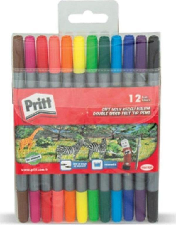 Pritt Keçeli Boya Kalemi Çift Uçlu 12 Renk Keçeli Boya - Image 1