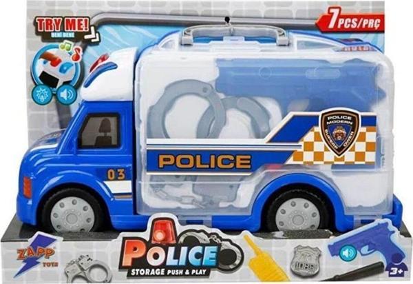 Sunman Sesli ve Işıklı Çantalı Polis Aracı Seti 7 Parça - Image 1