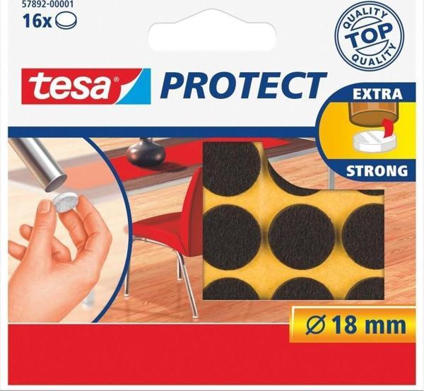 Tesa Zemin Koruyucu Çizilmeye Karşı Koruma Sağlayan Keçe Yuvarlak 18 MM 16 Adet Kahverengi  - Image 1