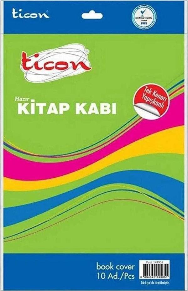 Ticon Hazır Kitap Kabı Tek Kenar Yapışkan Şeffaf 10 Lu (1 Paket 10 Adet) - Image 1