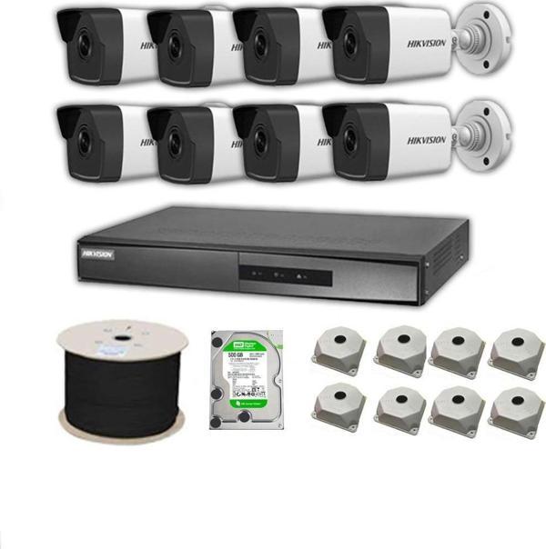 Hikvision 2mp Mikrofonlu 8 Kameralı 2TB Disk Tak Çalıştır Hazır IP Kamera Seti - Image 1
