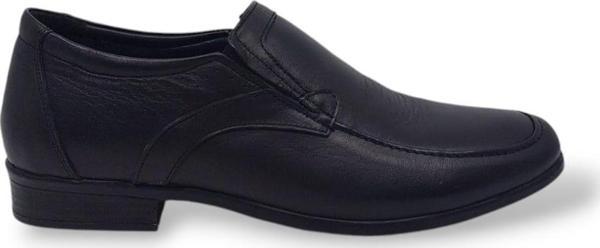 Zerhan 197 Erkek Siyah Hakiki Deri Klasik Hafif Taban Ayakkabı - Image 1