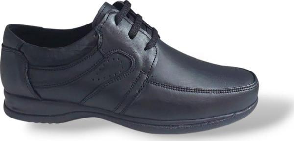 Zerhan 2024 Erkek Siyah Bağcıklı Hakiki Deri Ayakkabı - Image 1