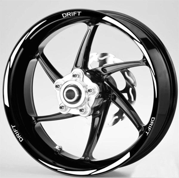 Yeni Motosiklet Jant Şeridi Mondial Drift Uyumlu Beyaz Yazılı 3 Parçalı Sağ-Sol/Ön-Arka - Image 1