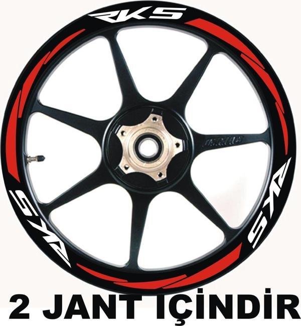 Yeni Motosiklet Jant Şeridi Rks Beyaz Yazı Kırmızı Şerit Sağ-Sol/Ön-Arka - Image 1