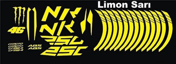 Yeni Motosiklet Jant Şeridi Sticker Set Cf Nk 250 Sarı  Sağ-Sol/Ön-Arka - Image 1