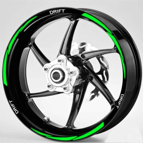 Yeni Motosiklet Jant Şeridi Yeşil Reflektifli Mondial Beyaz Drift Uyumlu Yazılı Sağ-Sol/Ön-Arka - Image 1