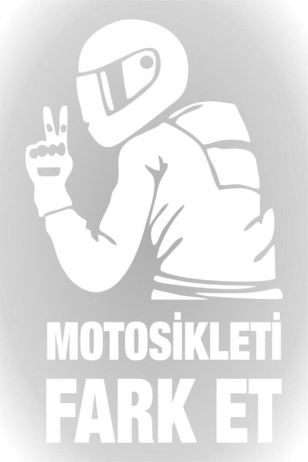 Yeni Motosikleti Fark Et Oto Cam Kaporta Sticker Beyaz 15*9 Cm - Image 1