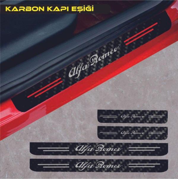 Alfa Romeo Giulia İçin Uyumlu Aksesuar Oto Kapı Eşiği Sticker Karbon 4 Adet - Image 1