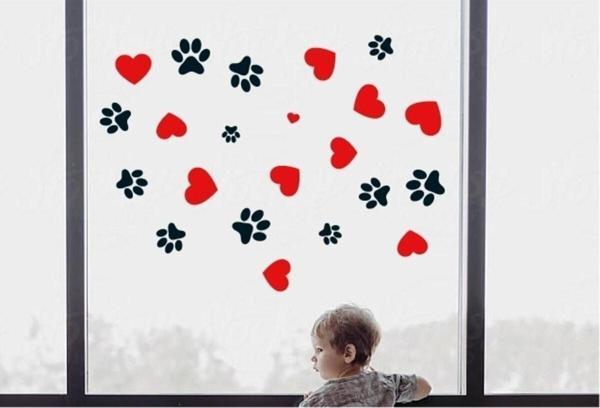 Kalp Ve Kedi Patileri Şekli Cam Veya Duvar özel yeni stickeri - Image 1