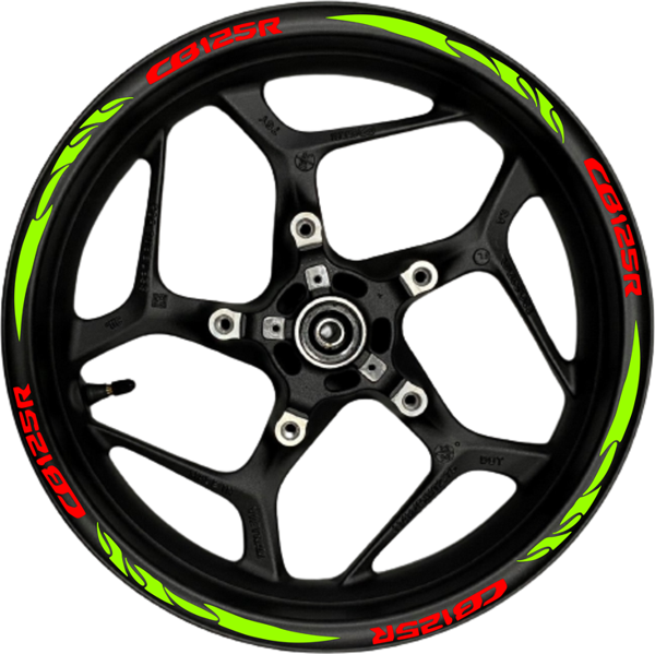 CB125R kırmızı yazılı  neon(fıstık yeşili) pençe şeritli - Image 1