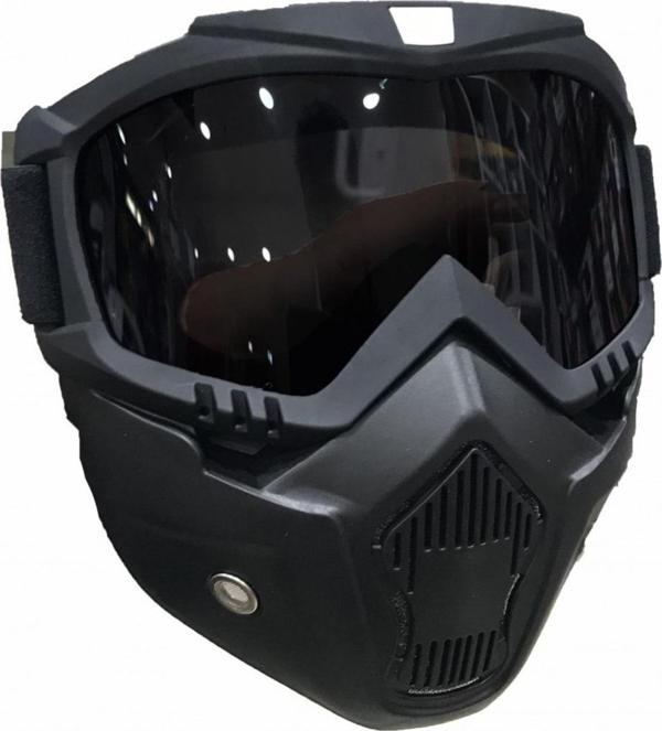 Cross Motosiklet Bisiklet Gözlüğü Açık Kask Maskesi Süngerli Bant Lastikli Jet Maske Siyah Cam - Image 1