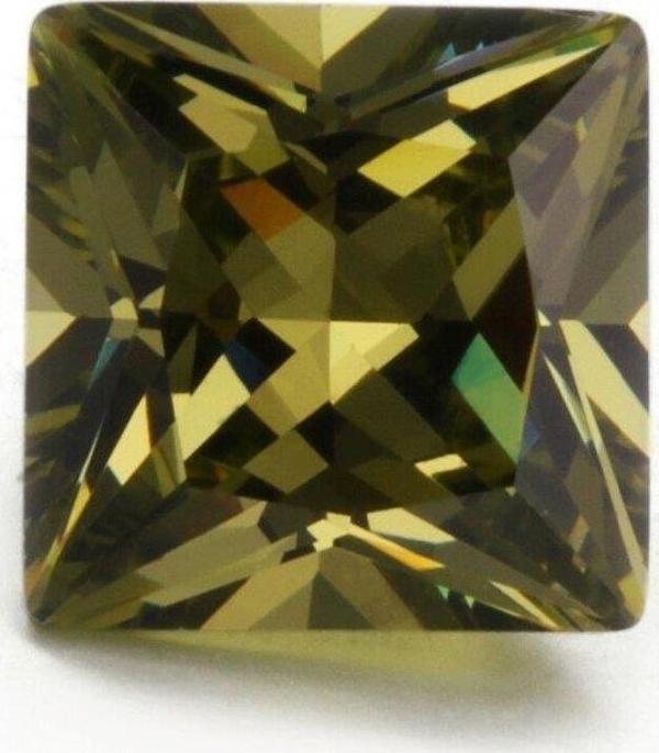 Prenses Kesim Sentetik Taş 4x4mm 100 Adet Zeytin Yeşili - Image 1