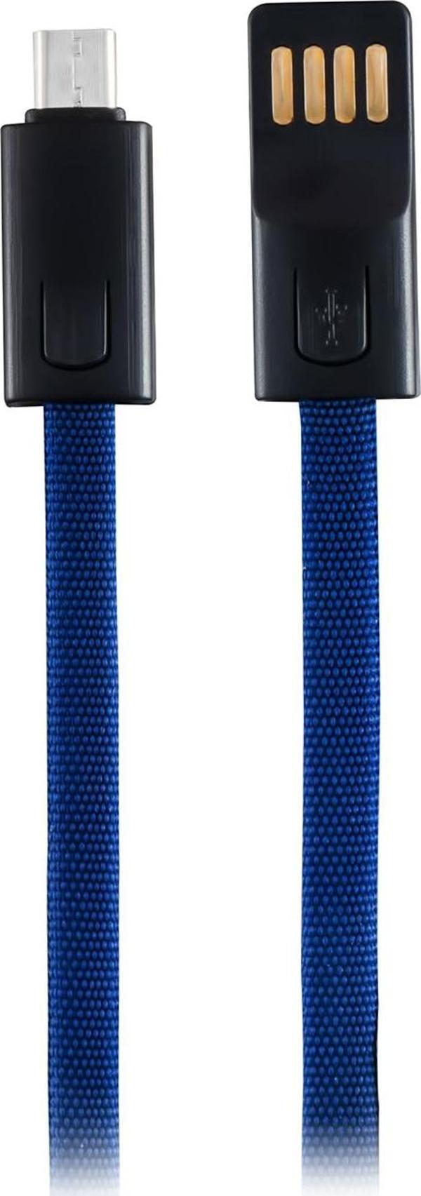MF Product Jettpower 0047 Metal Başlıklı Örgülü 3A Micro Usb Hızlı Şarj Kablosu 20 cm Mavi - Image 1