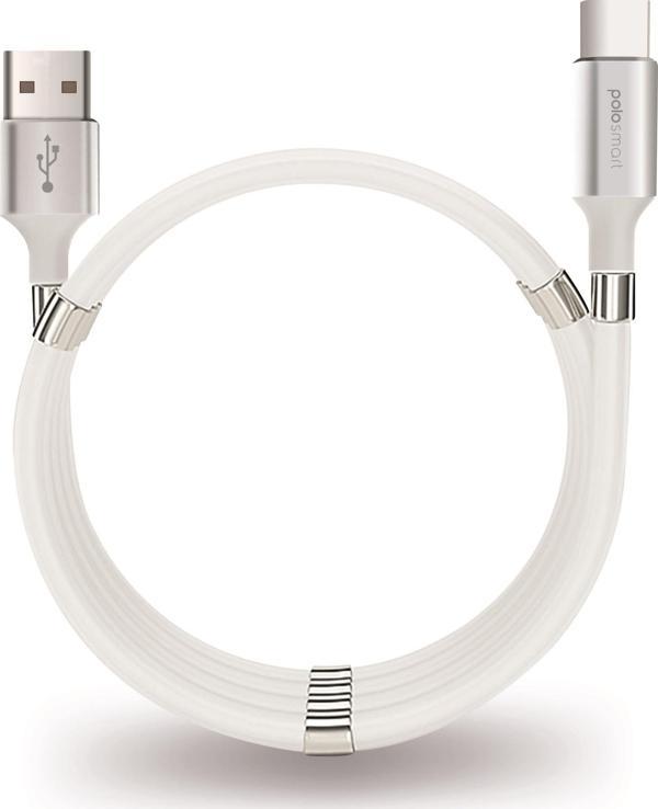 Polosmart PSM67 Type C Mıknatıslı Sarmal Şarj ve Data Kablosu 1 Metre Beyaz - Image 1