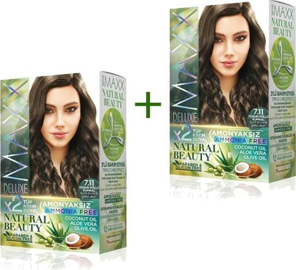 2 Paket Natural Beauty Amonyaksız Saç Boyası 7.11 Yoğun Küllü Kumral - MRK6588-4572 - Image 1
