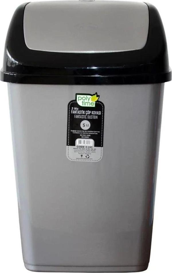 Fantastik Sallanır Kapak Plastik Banyo Mutfak Çöp Kovası Kutusu / 5 Litre Royaleks-E241 - Image 1