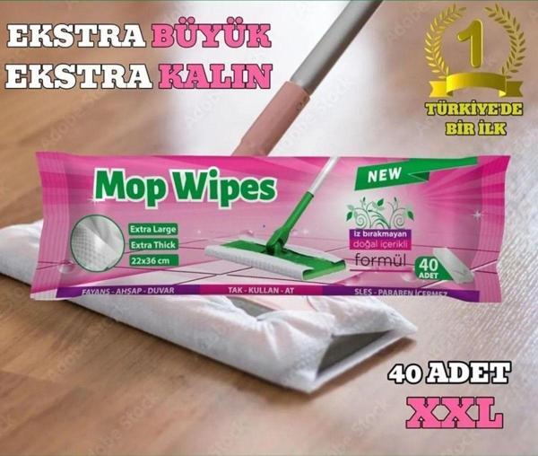 Mop Uyumlu Çok Amaçlı Islak Temizlik Havlusu Mendili 40 lı 22x36 cm - Image 1